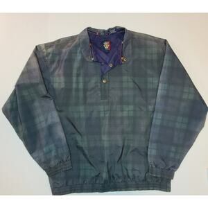 Vintage Sunice Men's Golf Jacket Plaid 1/4 Snap Lightweight Coat Size Large
